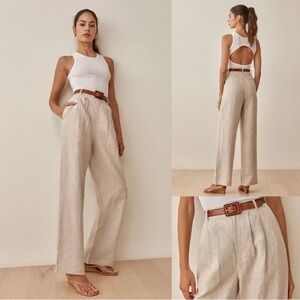Reformation Cream Linen Trousers